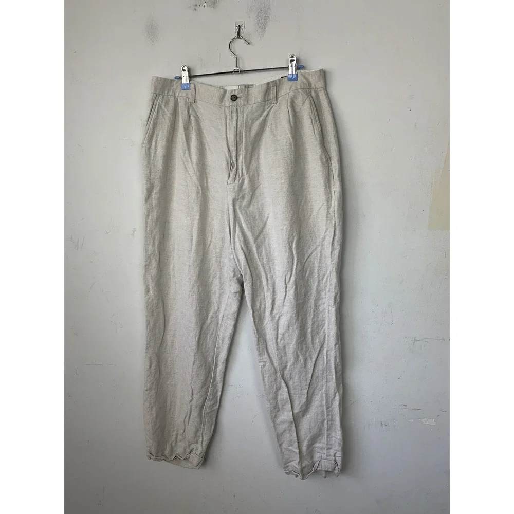 Claiborne Mens Pants‎ 36x32 Linen Beachy Summer Preppy Old Money Wedding Beige